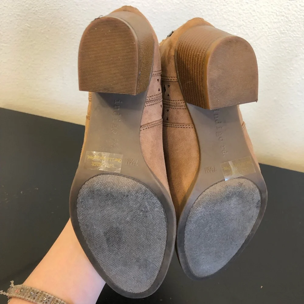 Indigo Rd Brown Faux Suede Cut Out Ankle Boots